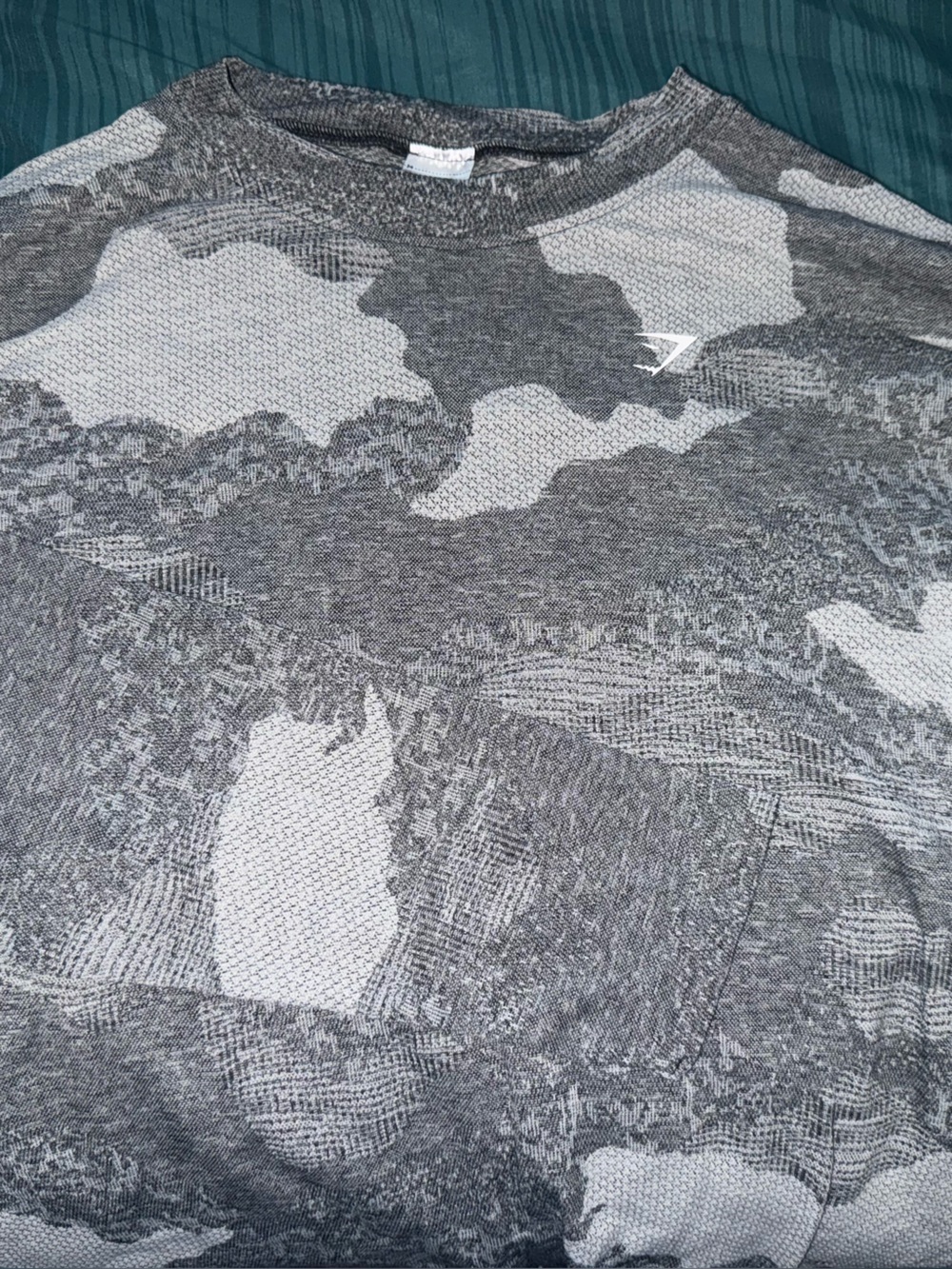 Gym shark Gray Camouflage Long Sleeve Top